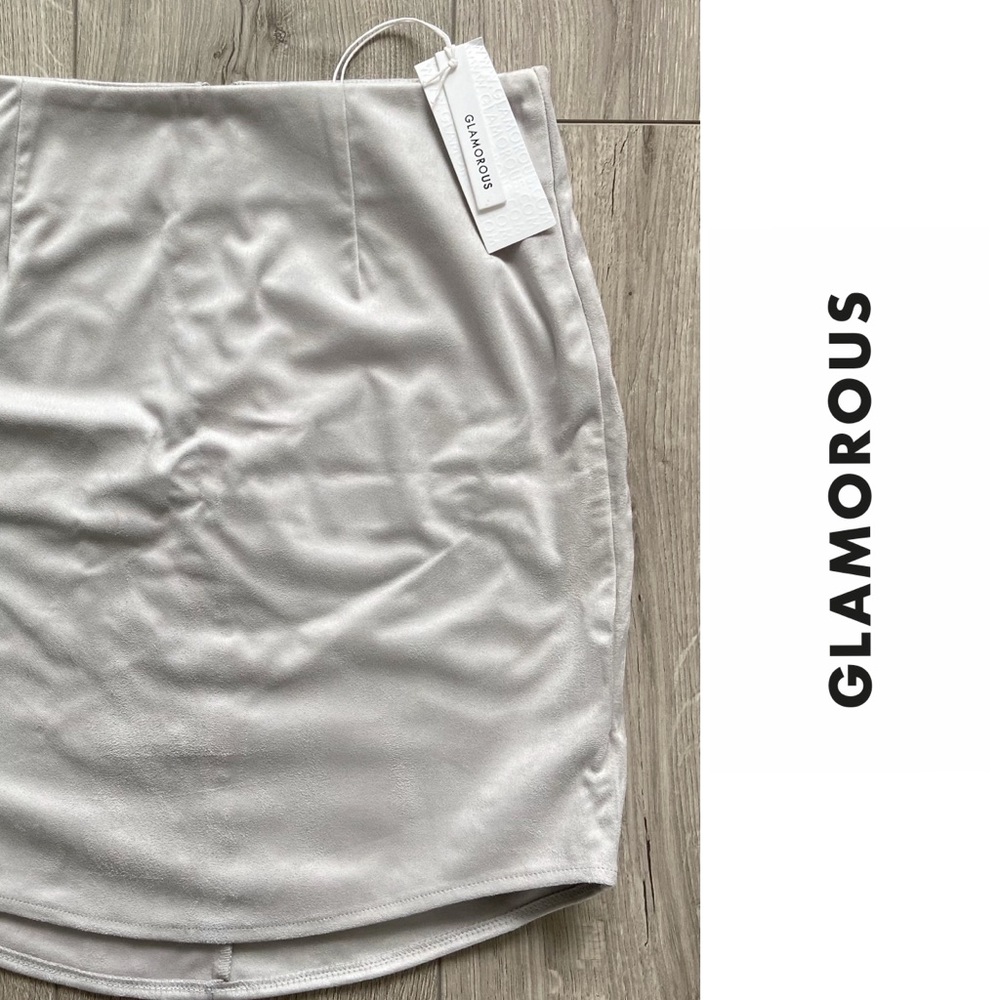 2/$30 🩵 Glamorous - Light Grey Suede Mini Skirt
